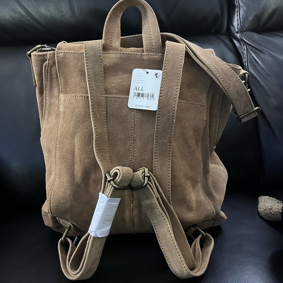 NWT FREE PEOPLE Camilla Suede Backpack Bronze Brown - Picture 7 of 8